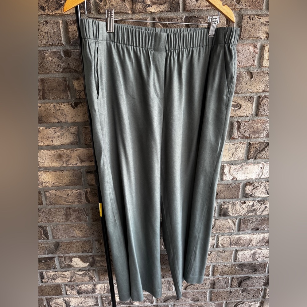 J.Jill Women Gray Linen Blend Pull On Pants Elastic Waist Casual Size M